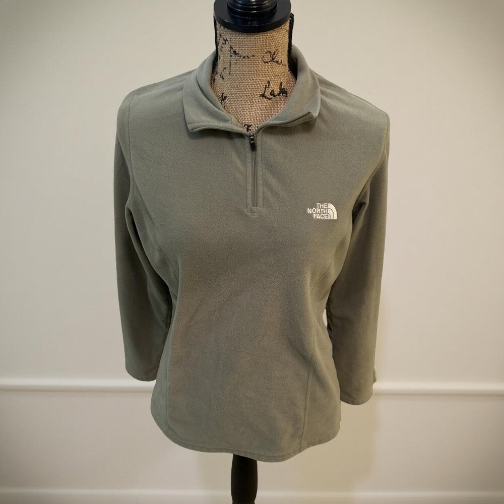 The North Face Women's Large TKA 100 Glacier Fleece 1/4 Zip Pullover Sage Green - Picture 2 of 10